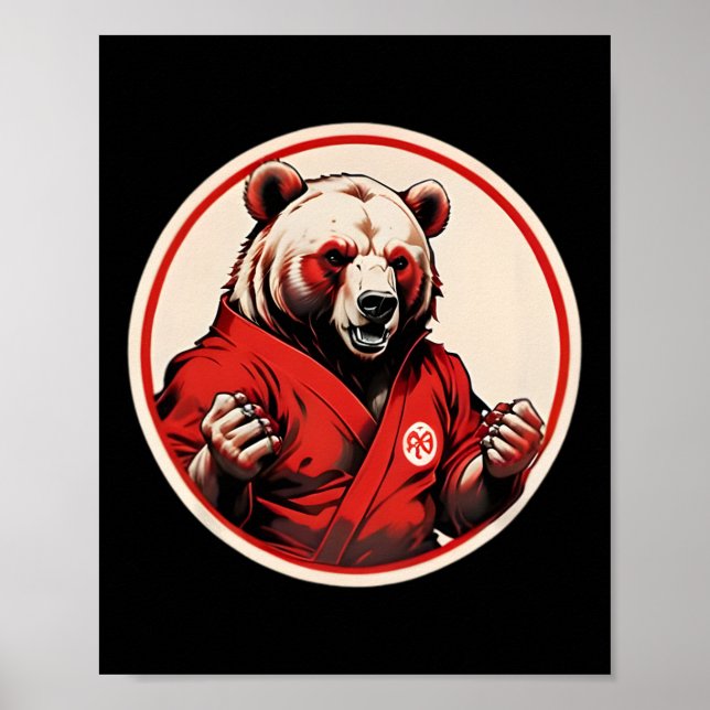 Karate Bear Plush - Martial Arts Inspired Red Home Poster (Framsidan)