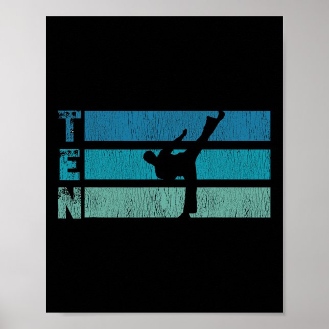Karate Birthday 10 Year Taekwondo Boy 10th Bi Poster (Framsidan)