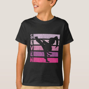 Karate Birthday 7 Year Taekwondo Girl 7:e Bir T Shirt