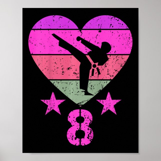 Karate Birthday 8 Year Old Boy Girl 8th Birthday K Poster (Framsidan)