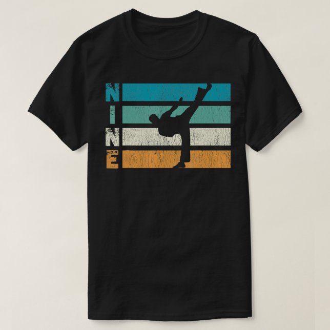 Karate Birthday 9 Year Taekwondo Boy 9th Birt T Shirt (Design framsida)