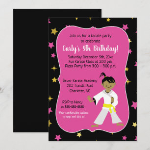 Karate Birthday-inbjudningar Gult Bälte Inbjudningar