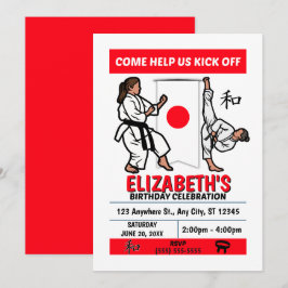 Karate Birthday Party Invitation (Girls) Inbjudningar