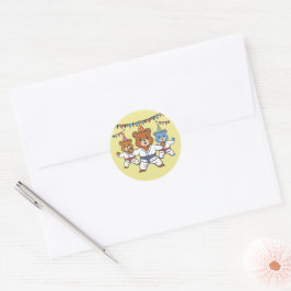 Karate Birthday Round Sticker Runt Klistermärke