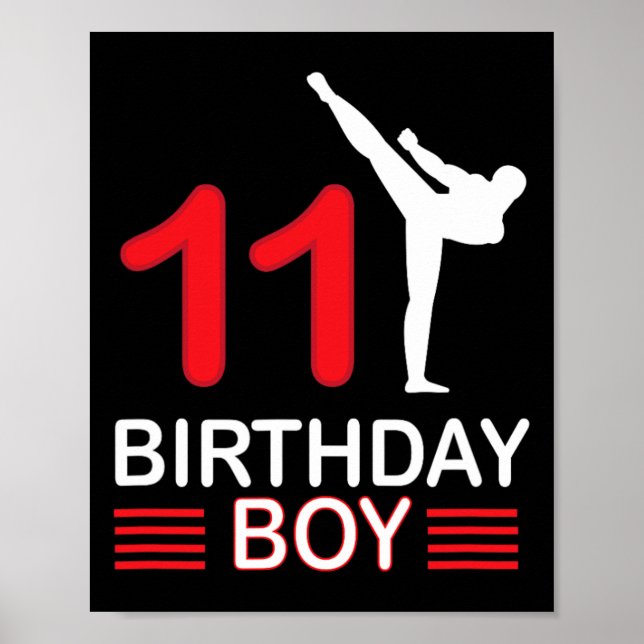 Karate Birthday Tee Boy Gift Kids Taekwondo 3 Poster (Framsidan)