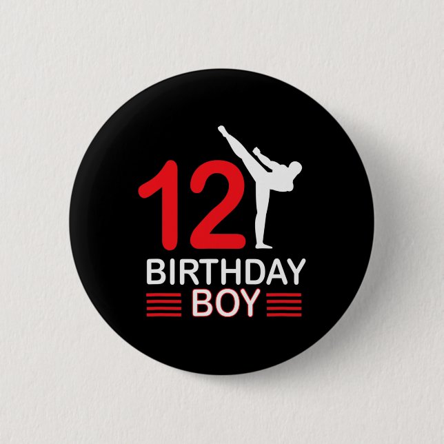 Karate Birthday Tee Boy Gift Kids Taekwondo 6 Knapp (Framsida)