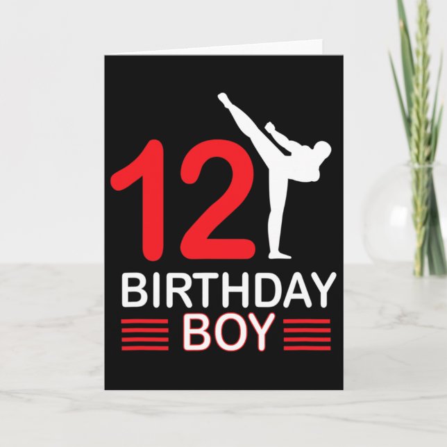 Karate Birthday Tee Boy Gift Kids Taekwondo 6 Kort (Framsida)