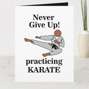 Karate Black Bälte aldrig Ge upp martialkonst Kort