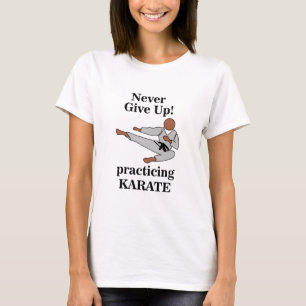 Karate Black Bälte aldrig Ge upp martialkonst T Shirt