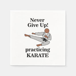Karate Black Bälte aldrig Ge upp martialkonsten Pa Pappersservett