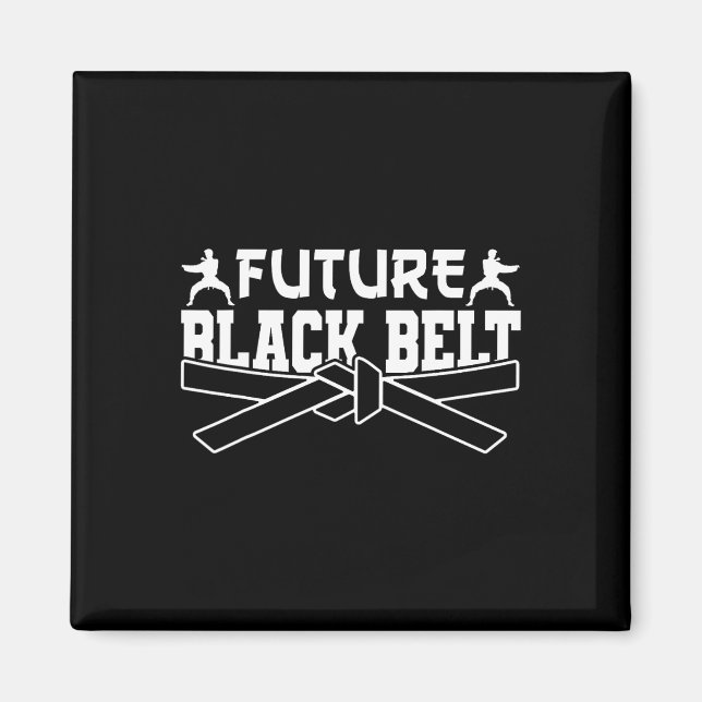 Karate Black Bälte Gi Uniform Future Black Bälte Magnet (Framsidan)