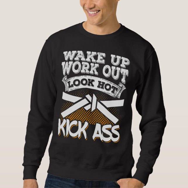 Karate Black Bälte Gi Uniform Wake Upwork Outlook  Lång Ärmad Tröja (Framsida)