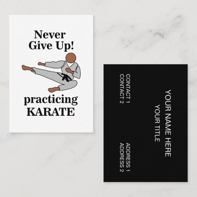 Karate Black Bälte Martial Arts Academy Visitkort (Fram/baksida)
