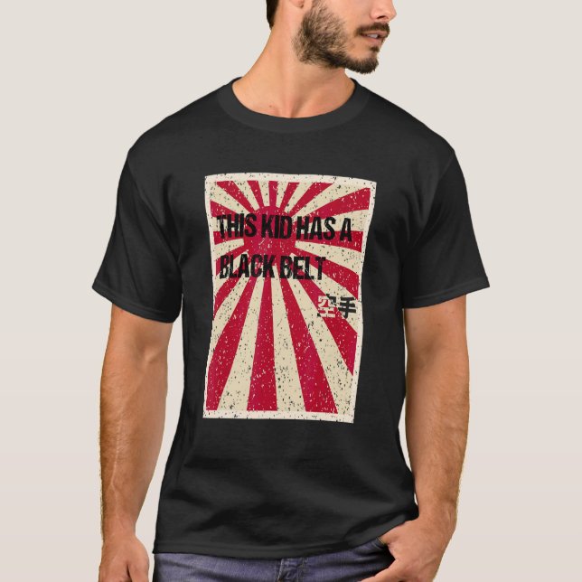 Karate Black Bälte Youth Kid T Shirt (Framsida)