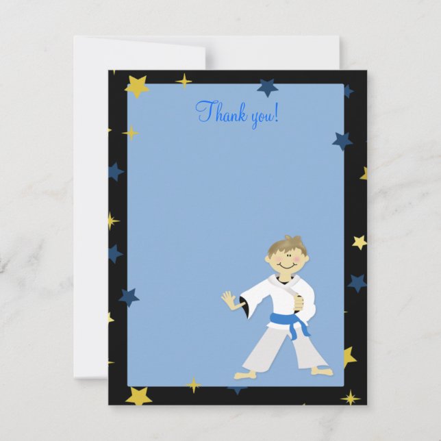 KARATE BOY Blue Bälte 4x5 Flat Tackkort Anteckningskort (Framsida)