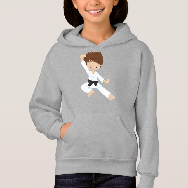 Karate Boy, Cute Boy, Black Bälte, Brown Hair T Shirt (Framsida)