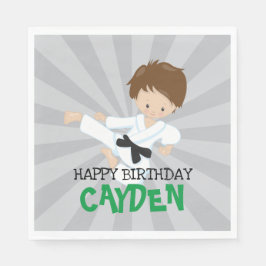 Karate boy grönt Martial Arts Birthday Pappersservett