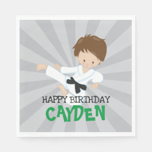 Karate boy grönt Martial Arts Birthday Pappersservett