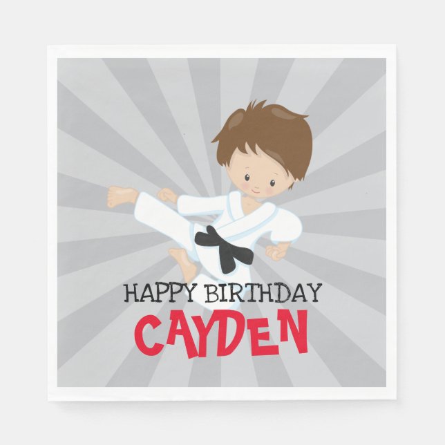 Karate boy red Martial Arts Birthday Pappersservett (Framsidan)