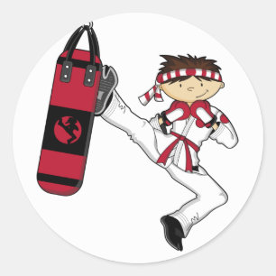 Karate Boy Sticker Lakan Runt Klistermärke