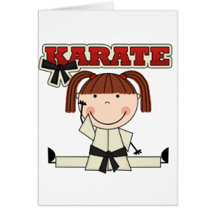 KARATE - brunettflickaT-tröja och gåvor Hälsningskort