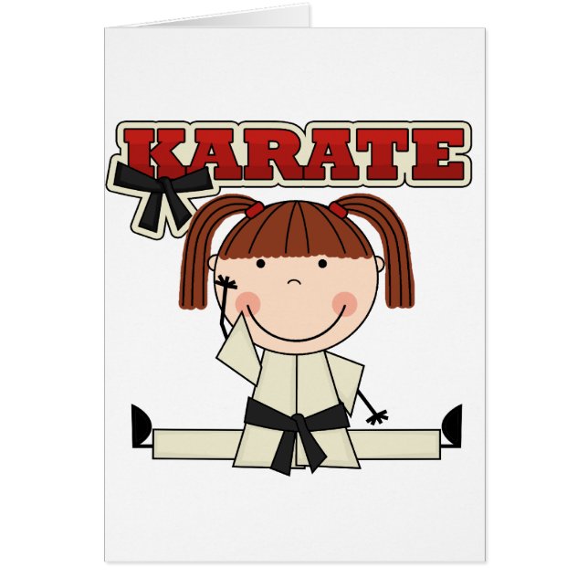 KARATE - brunettflickaT-tröja och gåvor Hälsningskort (Framsidan)