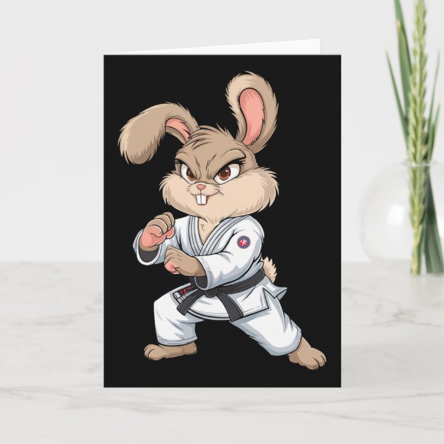 Karate Bunny Martial Arts Rabbit Funny För barn Bo Kort (Framsida)
