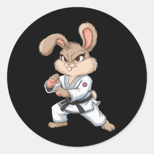 Karate Bunny Martial Arts Rabbit Funny För barn Bo Runt Klistermärke