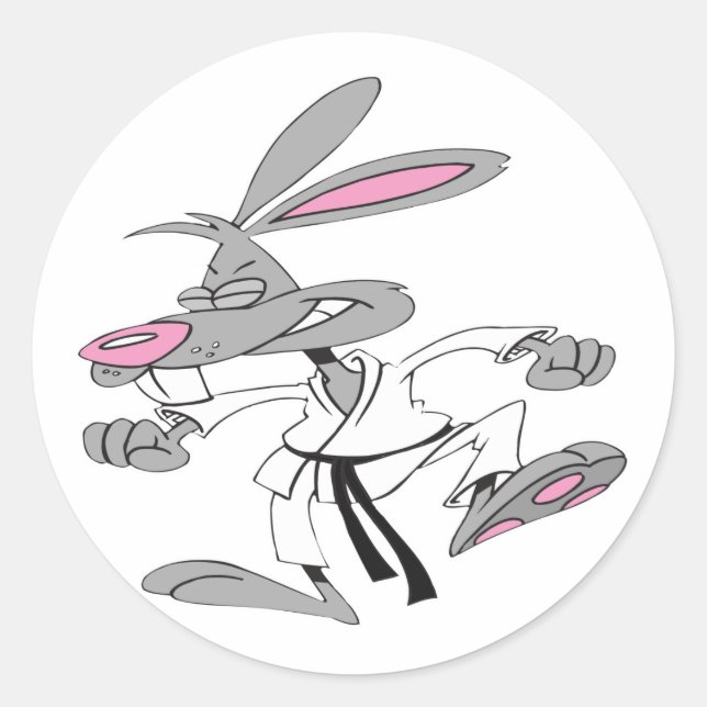 Karate-Bunny Runt Klistermärke (Framsida)
