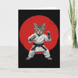 Karate Cat Black Bälte Funny Martial Arts Judo Jap Kort
