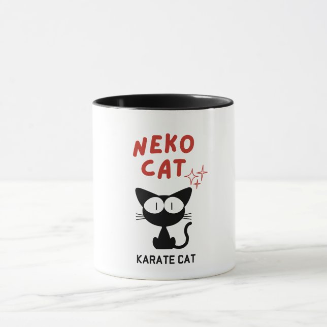 KARATE CAT BLACK CAT NEKO MUGG (Center)
