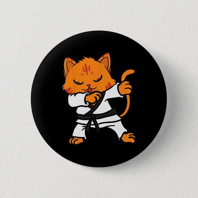 Karate Cat Dab Dance Martial Arts Dabbing Comt Spo Knapp (Framsida)