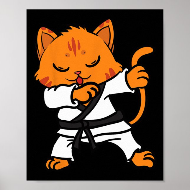 Karate Cat Dab Dance Martial Arts Dabbing Comt Spo Poster (Framsidan)