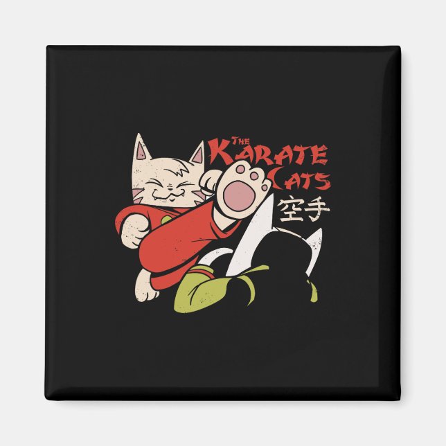Karate Cat För manar Women Kids Magnet (Framsidan)