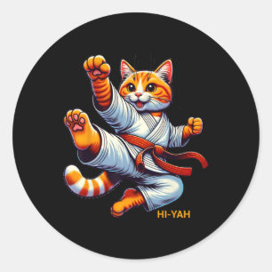 Karate Cat Hi-yah Martial Arts Älskare Kids Girls  Runt Klistermärke