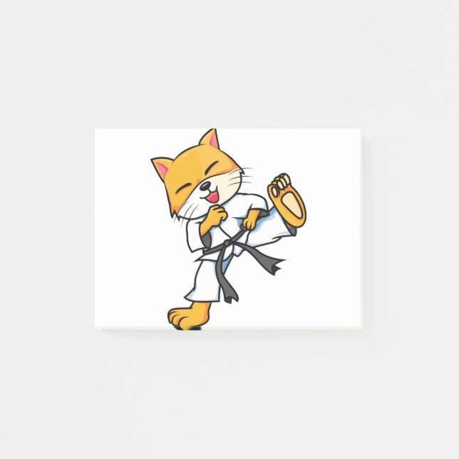 Karate Cat Tecknad Funny Post-it Block (Framsida)