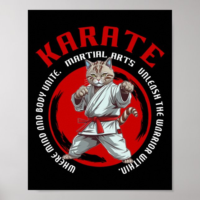 Karate Cat Warrior Martial Art Karate Cat För barn Poster (Framsidan)