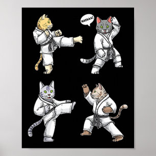 Karate Cats Martial Art Training Black Bälte Taekw Poster