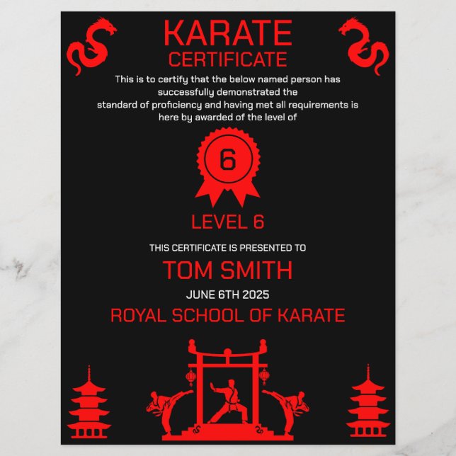 Karate Certificate Award (Framsida)