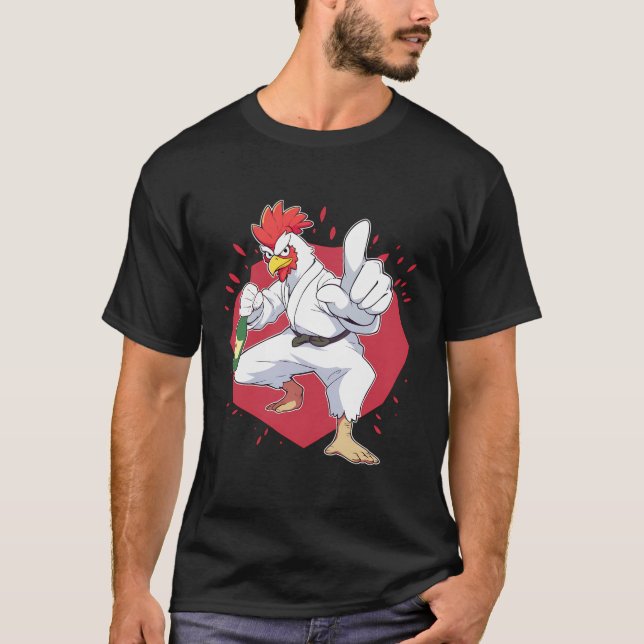 Karate Chick Chop Fighting Funny Cluck Master T Shirt (Framsida)