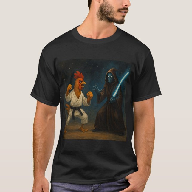 Karate Chicken VS Alien Knight T Shirt (Framsida)