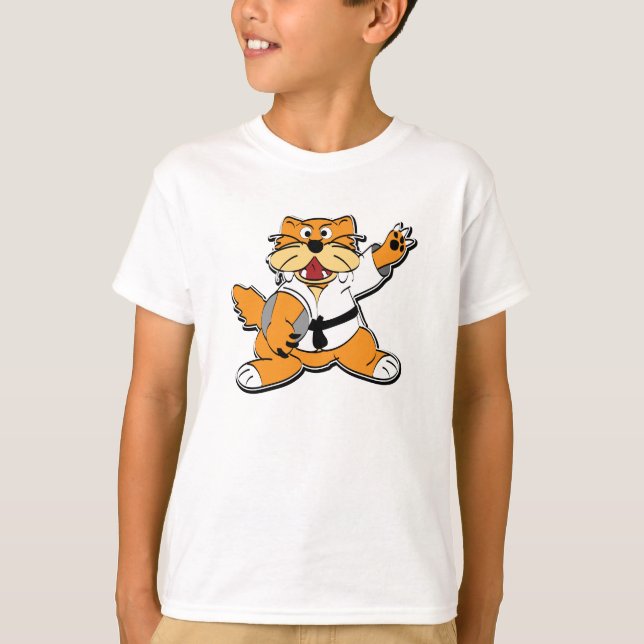Karate Chopping Cat T-shirt (Framsida)