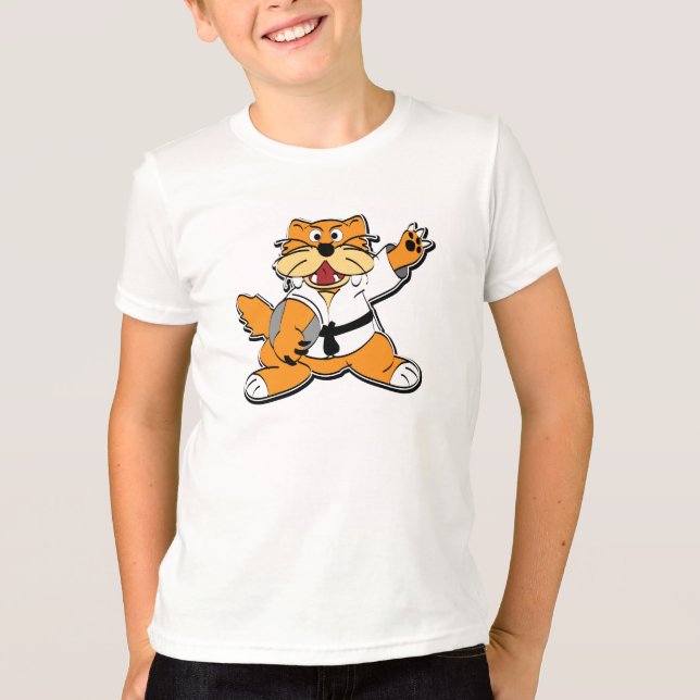 Karate Chopping Cat T-shirt (Framsida)