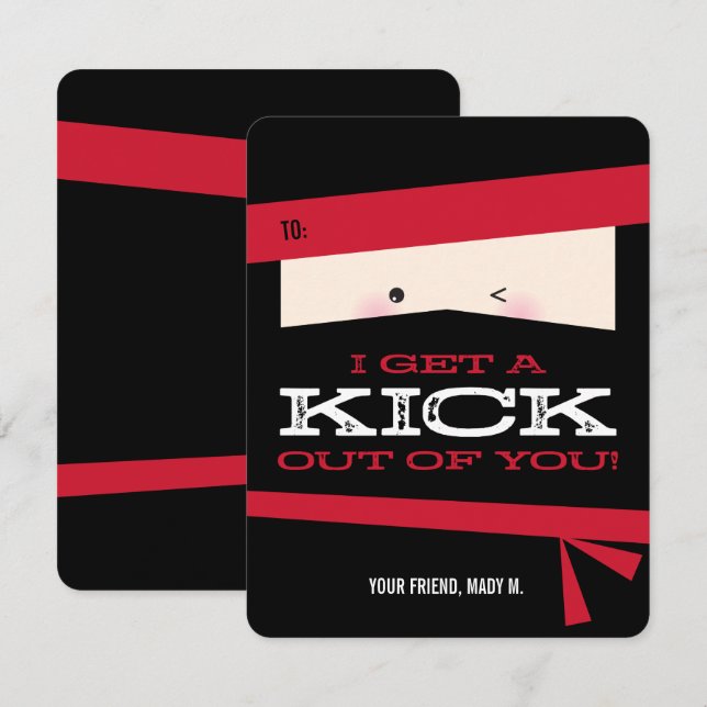 Karate Classroom Valentine Card Inbjudningar (Fram/baksida)