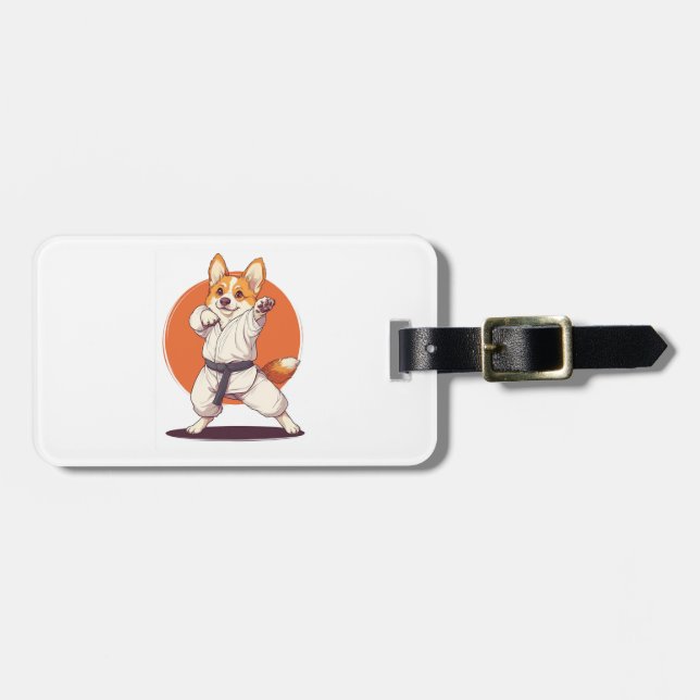 Karate Corgi � Hund för kampsport Bagagebricka (Horisontell Framsida)