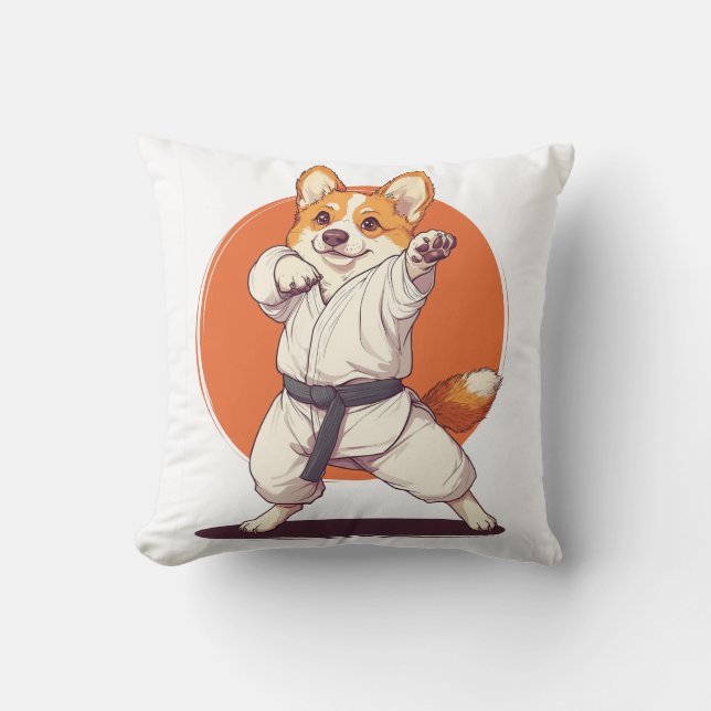 Karate Corgi � Hund för kampsport Kudde (Framsida)