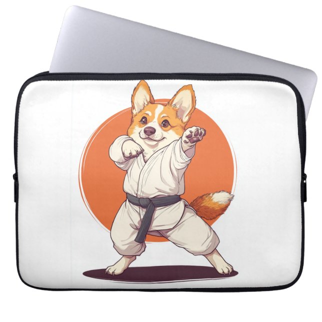 Karate Corgi � Hund för kampsport Laptop Fodral (Framsidan)