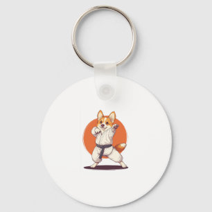 Karate Corgi � Martial Arts Hund Nyckelring