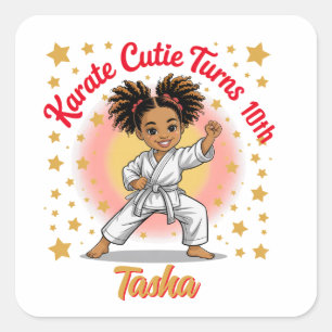 Karate Cutie Birthday Girl Firande Martial Art Fyrkantigt Klistermärke