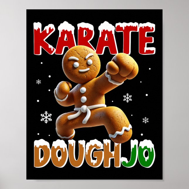Karate Doughjo Rolig Kampsport Slå Gingerbrea Poster (Framsidan)